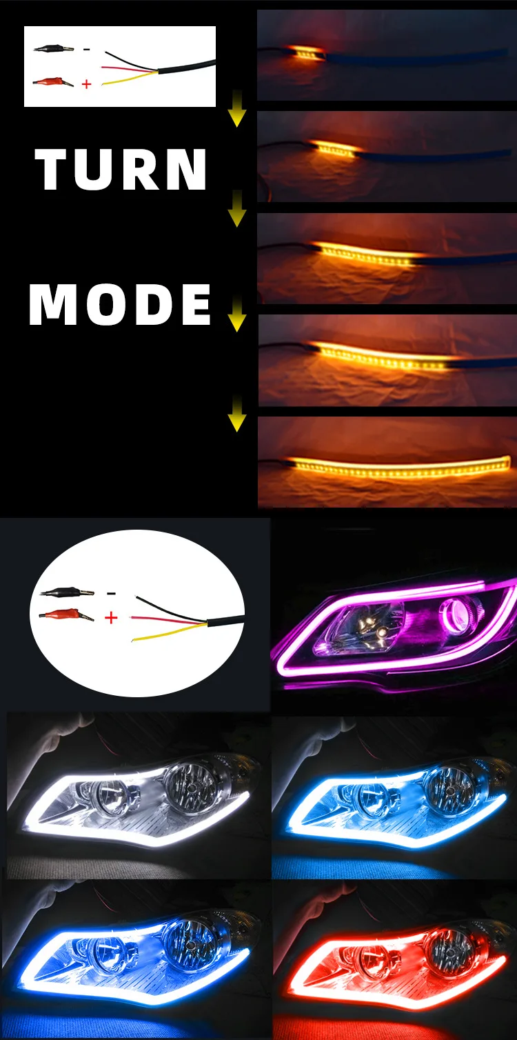 Led Drl 12v 30cm 45cm 60cm Car Daytime Running Light Flexible