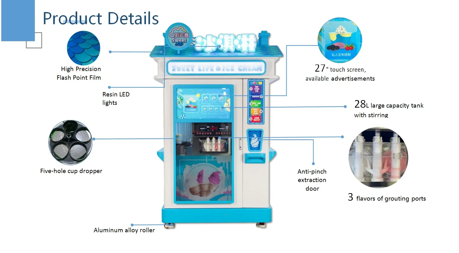 Coin Operated Ice Cream Vending Machine Frozen Soft Icecream Smart