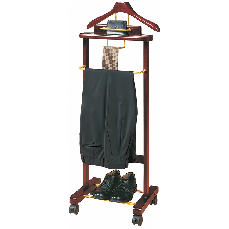 Wardrobe Wood Suit Valet Rack Freestanding Contour Hanger Trouser Shoe