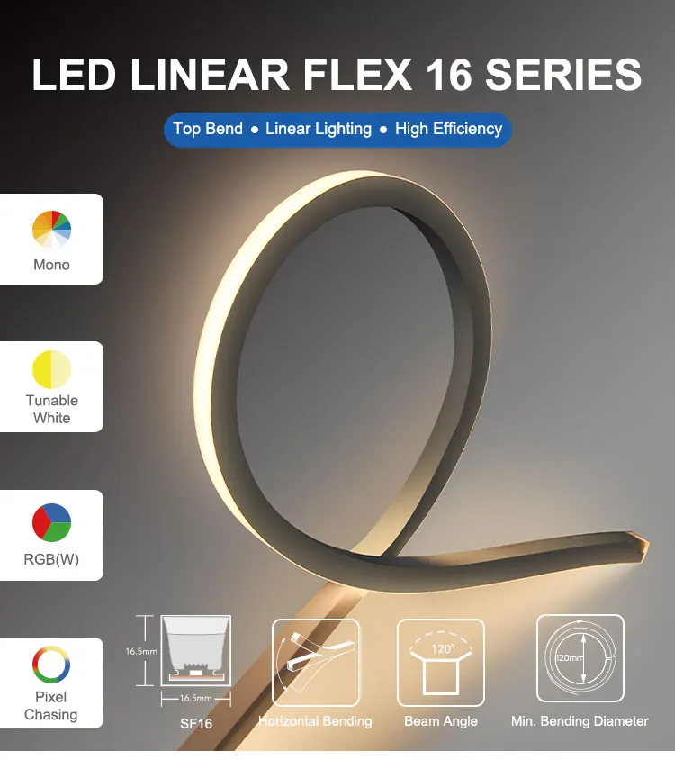 thumbnail image 2 of G.W.S. LED 1515 Neon Flex Strip Light – AC 220-240V, IP65 Waterproof, 7W/m, 120 LEDs/m 2 of 4