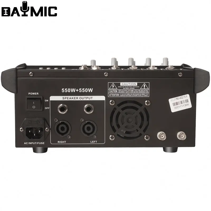 Professional Build in Power Amplifier 4 Channel Audio Mixer With Wireless Microphone