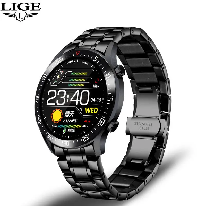 Lige Smart Watch 2022 New Functional Clock Heart Rate Fitness Waterproof  Android Ip68 Full Circle Touch Screen Reloj Smart Watch