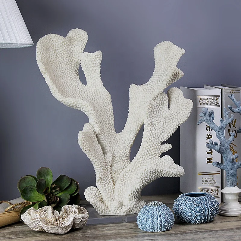 Por atacado resina de coral do oceano realista em base acrílica branco natural artificial para decoração de aquário