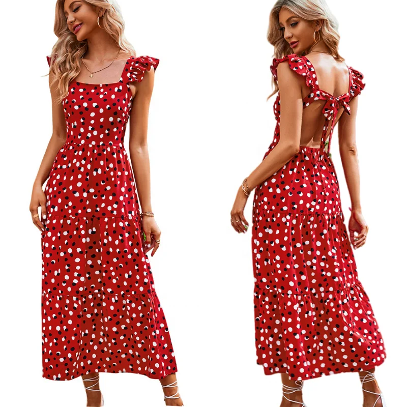 Summer Dress Bohemian Polka Dot Women 