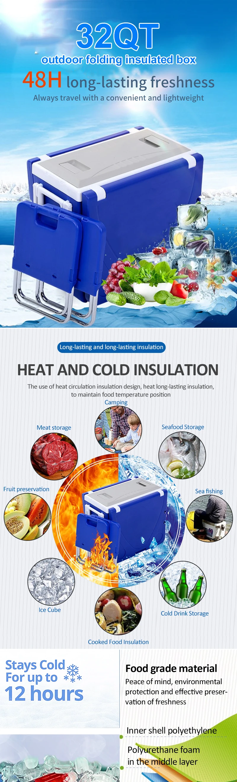 Custom Made Cooler Box Commercial 45l 100l Cooler Box 300 Quart Coffin