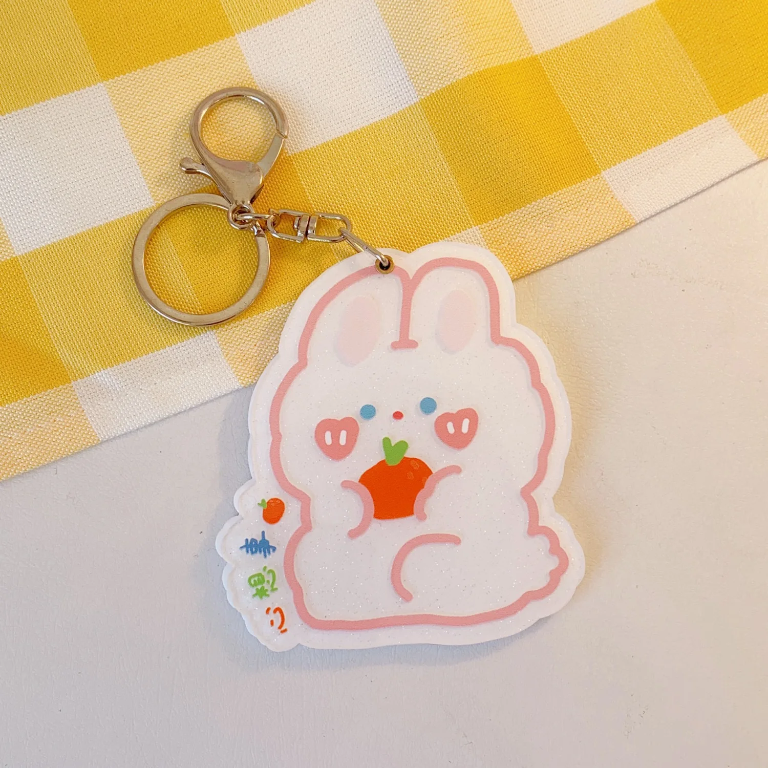 Lilangda Creative Ins Style Portable Small Acrylic Mirror Keychain Cute Makeup Student Bag Pendant UV Printed Plastic Material