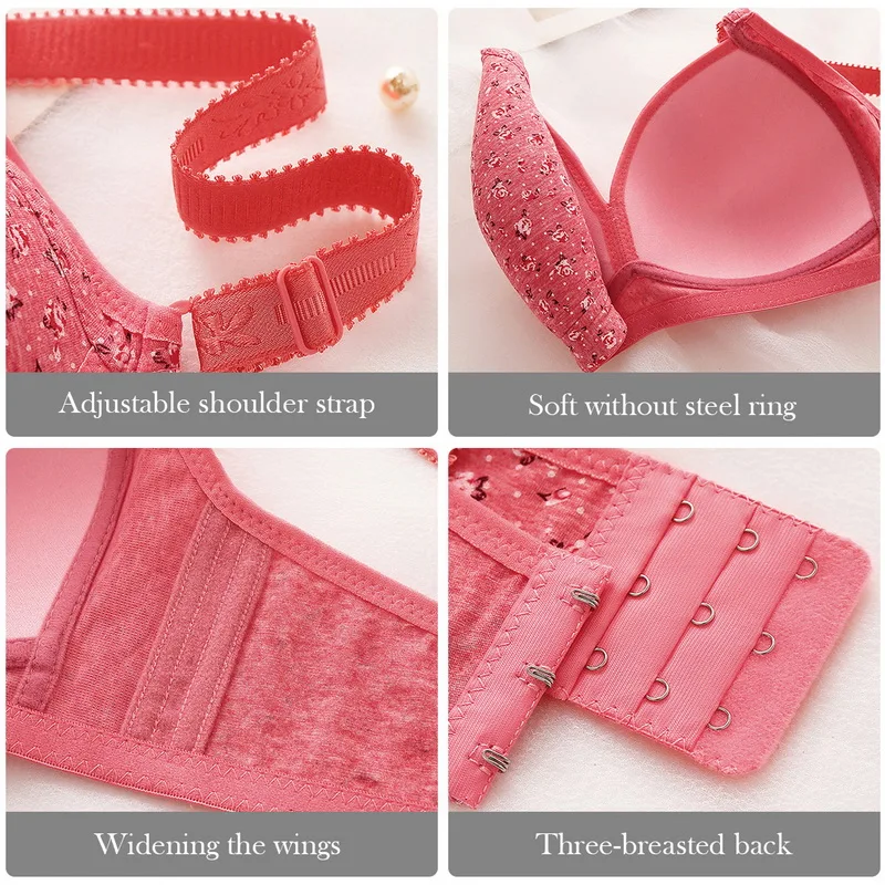 Plus Size M6xl Soft Large Big Breast Push Up Printed Fabric Brassier