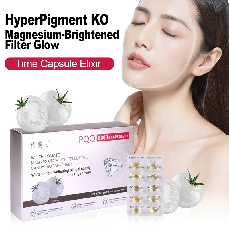 OEM White Tomato Softgel Capsule Anti-Aging Skin Whitening Marine Collagen Peptide Supplement Customizable