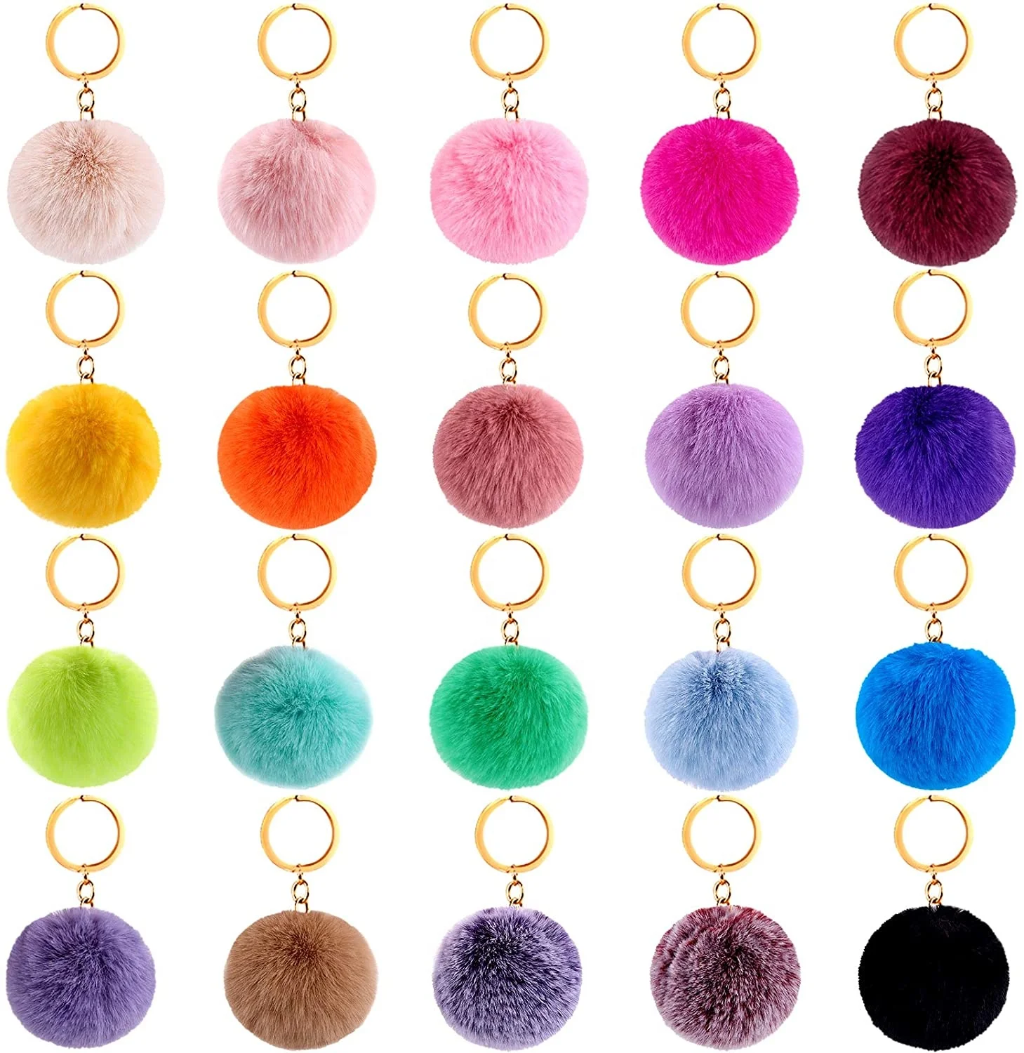 Hot Sale Cheer Heart Keychain Fluffy Pompom Keychain Round Pompom Balls