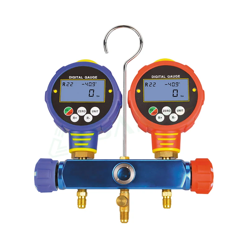 High Accuracy Measuring Instruments LCD Display Hvac Gauges Digital Manifold Pressure Gauge Set