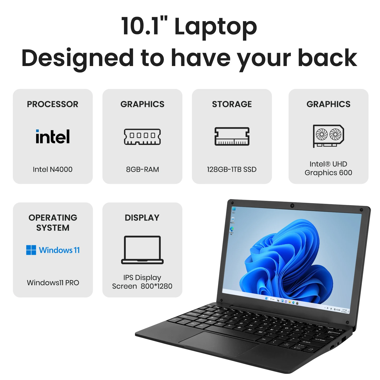 Mini Portable Laptop - 10.1 Inch with Intel Celeron N4020