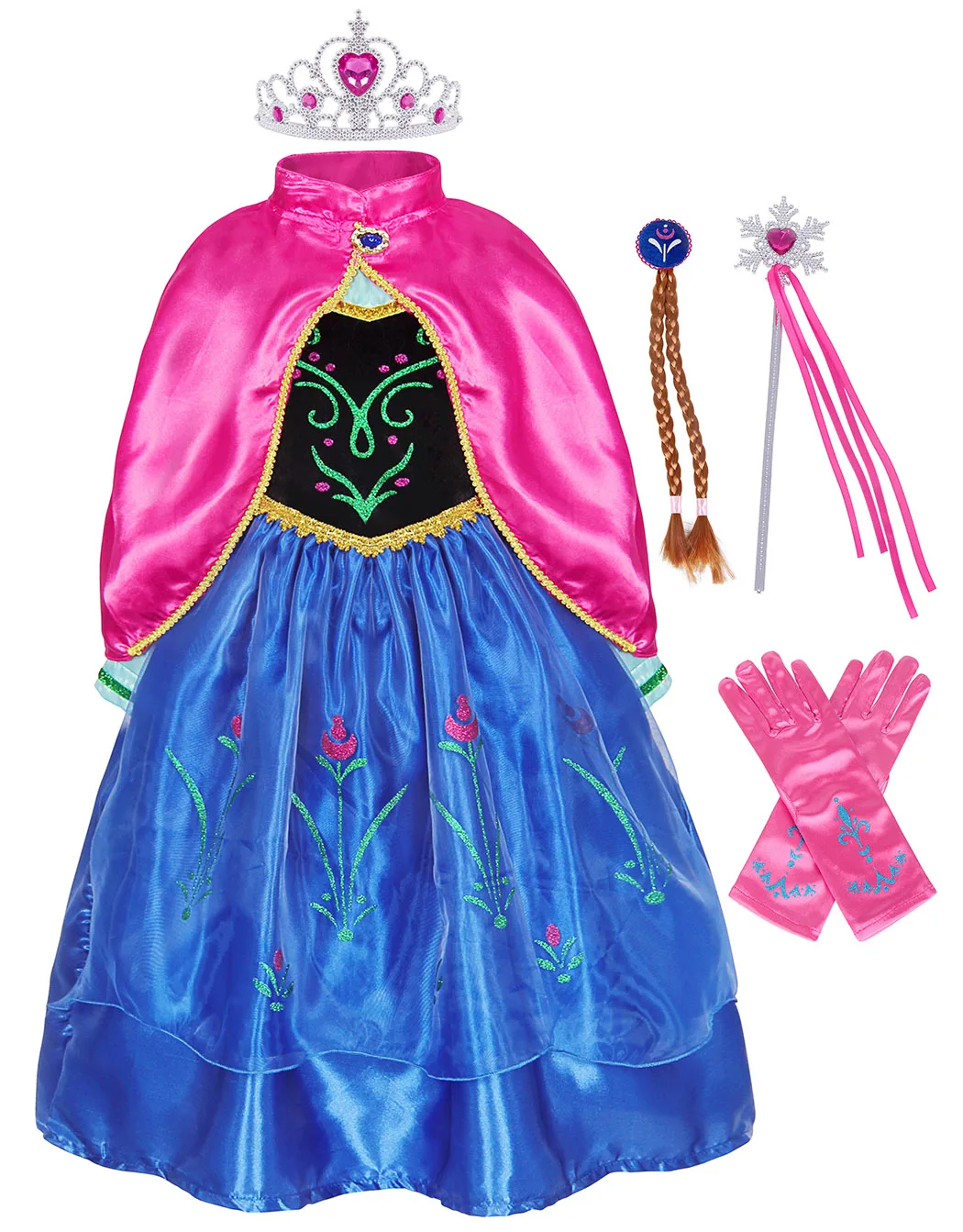 Pretty Princess Elsa Dress Up Costume – Complete Outfit With Accessories For Girls, Halloween Fancy Party