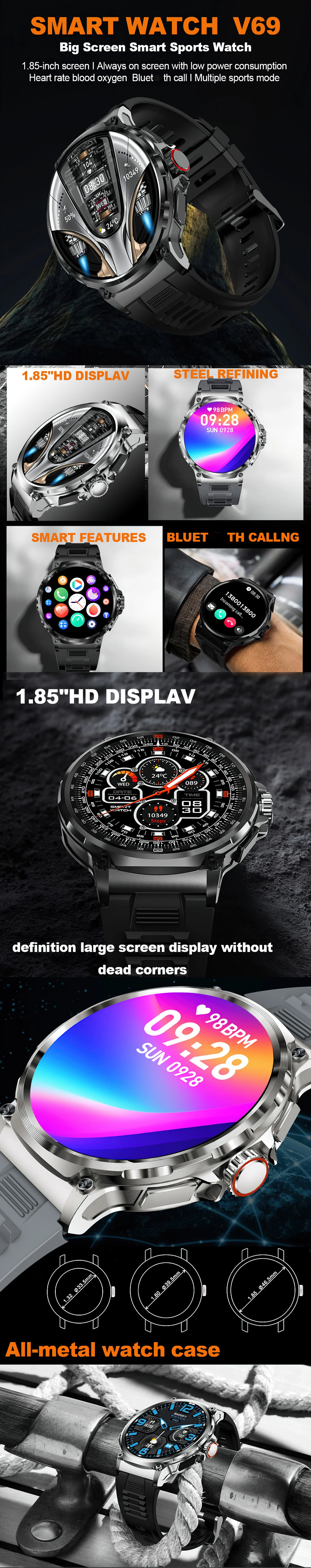 Smart Watch For Men Waterproof With Bluetooth Call And Sleep Tracker_voghion.com