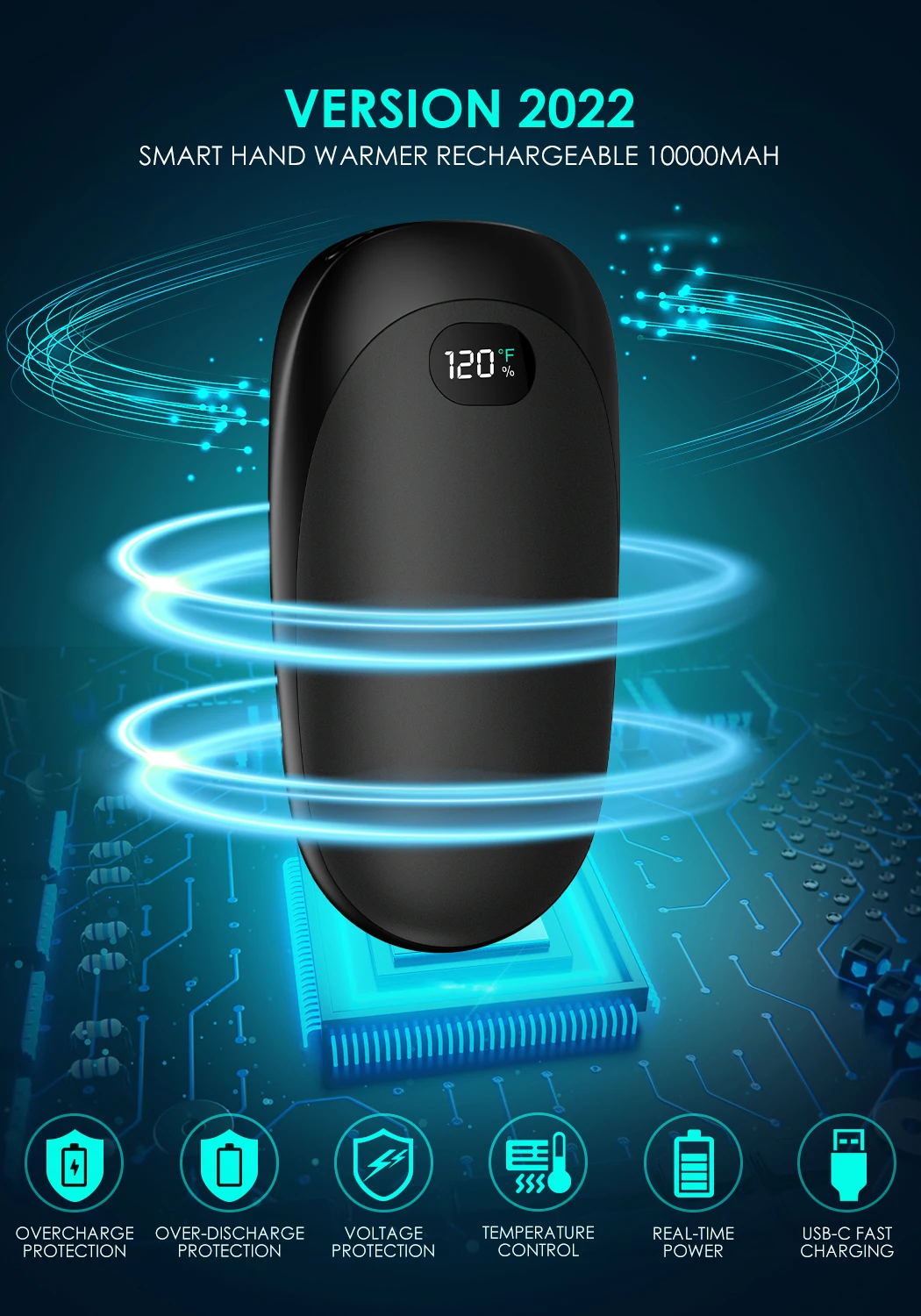 Draagbare Elektrische Handwarmer – 10000mAh – 3 Temperatuurstanden – Snel Opwarmen – Ideaal Voor Winter, Buiten & Reizen 4 miniatura