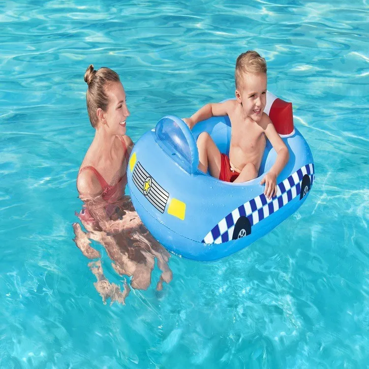 Custom Children's PVC Inflatable Police Car Motorcycle Ride-Ons for Amazon Water Spray Toy Inflatable Water Amusement Facilities