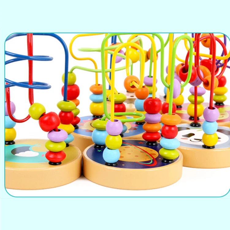 Детская красочная интеллектуальная деревянная обучающая игрушка, лабиринт, американские горки, бусины, игрушка