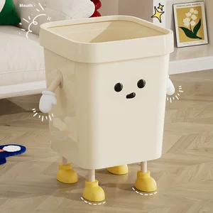High-End Square Trash Can Large Indoor Pressing Type Lidless Basket Home Living Room Bathroom High Quality
