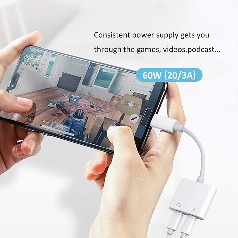 2 in 1 Dual Type C Adapter USB Type C Splitter Convertor Audio Phone Charging Charger Adapter for Xiaomi Vivo Android