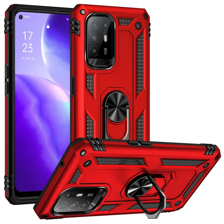 Cover Per Oppo Find X5 Lite / Reno7 5G Con Anello Magnetico 360° E Supporto Auto - Protettiva Anticaduta Militare, Colore Blu Cielo