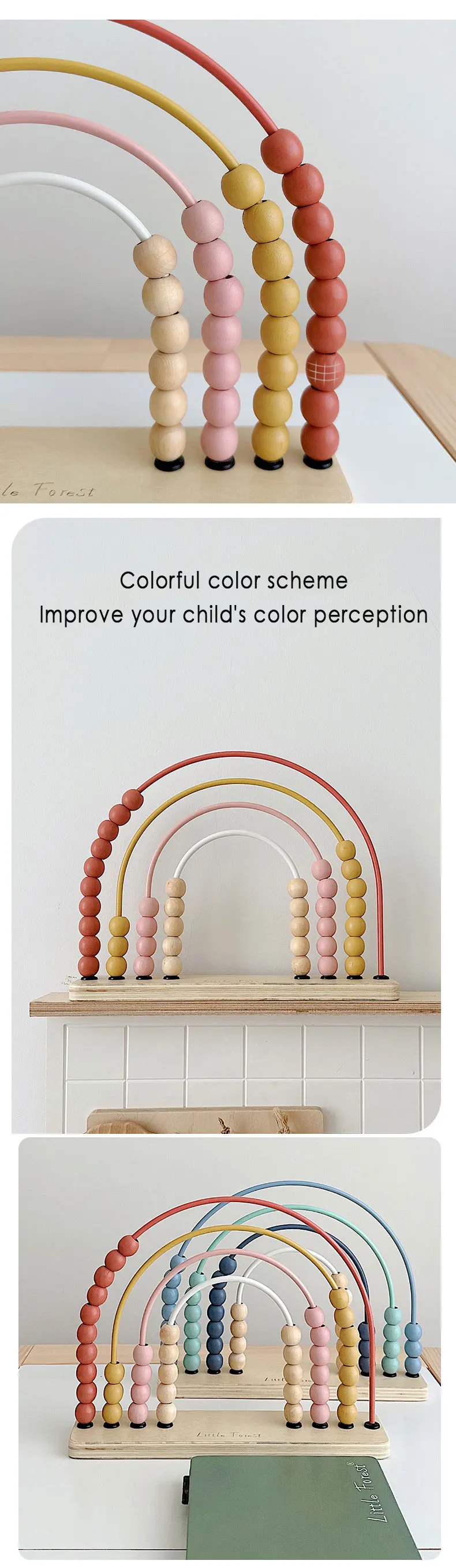 Wooden Rainbow Abacus Toddlers Teaches Early Math Skills Counting ...