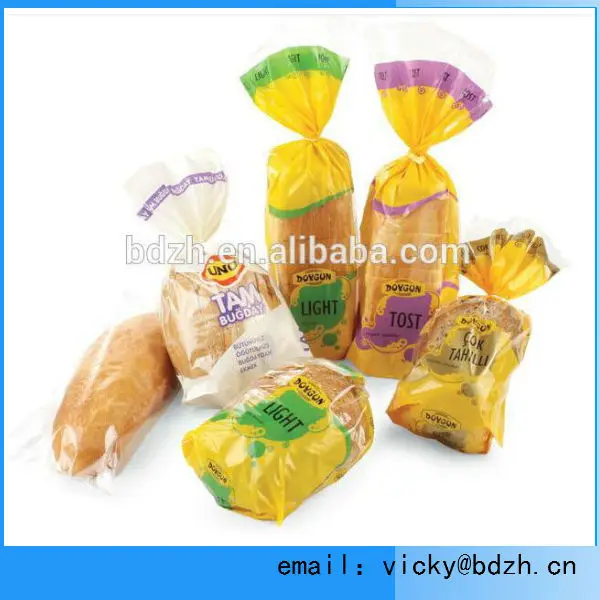 Food Safe Grade Packaging Plastic Bread Bags Printed Bread Bag Design