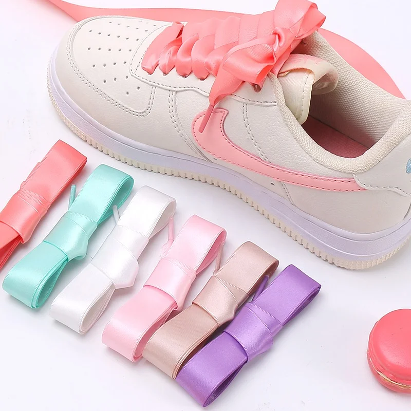 Cordones Planos De Seda Satinada | 2.5 Cm De Ancho | Multicolor | Para Zapatillas, Deportivas O Zapatos De Vestir