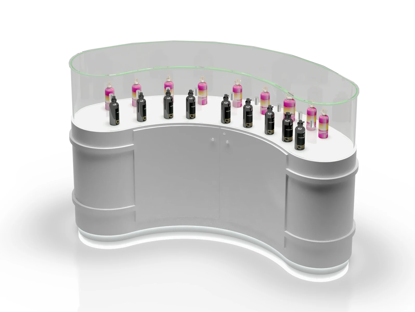 Elegant and Fragrant Perfume Kiosk Mall Stand Cosmetics Kiosk Design Display Showcase in Mall Perfume Kiosk with Lights