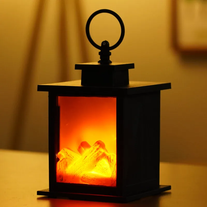 Fireplace Lamp Home Decor Small LED Flame Effect Log Fire Place Light LED Simulation Decorative Fireplace Lights Table Lamps