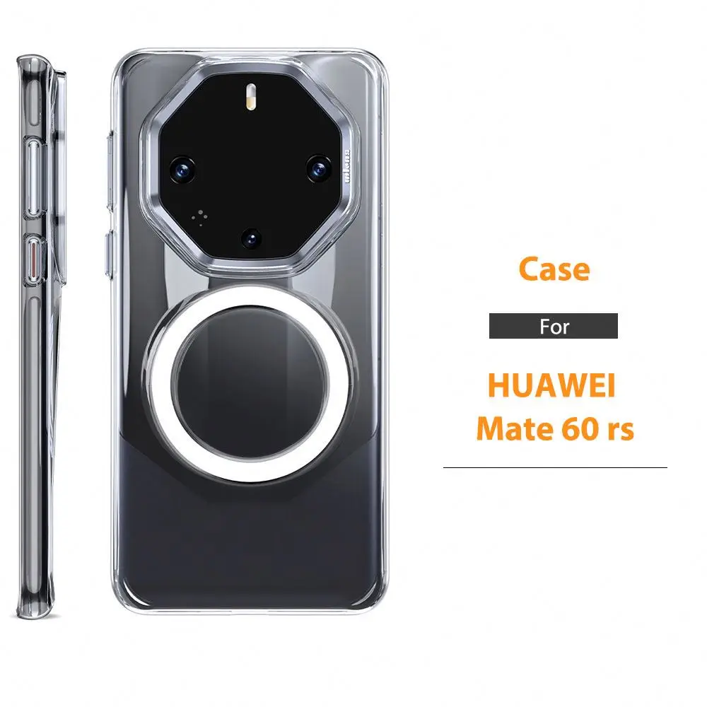 Clear Case for Huawei Mate 60 Rs Ultimate Lens Films Camera Protector Magnetic Ring Phone Transparent Hard Pc  Wls80 Wlons
