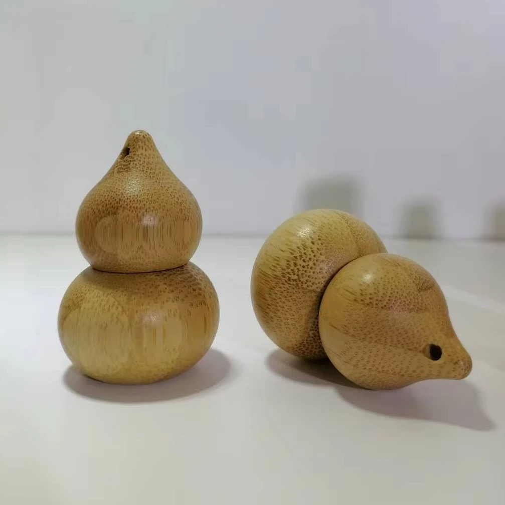 1ml Custom Natural Bamboo Out Looking Steel Roller Ball Gourd Shape Glass Roll on Bottle