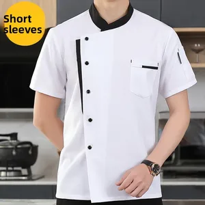 Men's Women's Chef Clothing for Summer Work Twill Long Short-Sleeved Restaurant Bar Cake Shop Uniforms for Hotels Kitchen Use