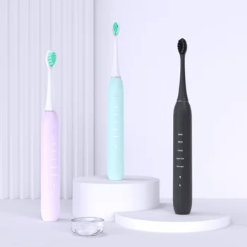 Wireless inductive Rechargeable IPX8 4 Modes Sonic Electric Toothbrush Soft Bristles with Travel case