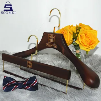 High Quality Clothes Antique Brown Luxury Wooden Hangers Set