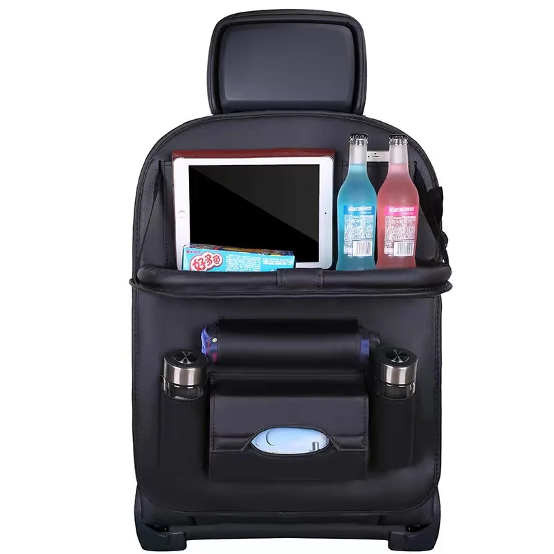 Car Seat Back Organizer Foldable Table Tray Travel Storage Bag