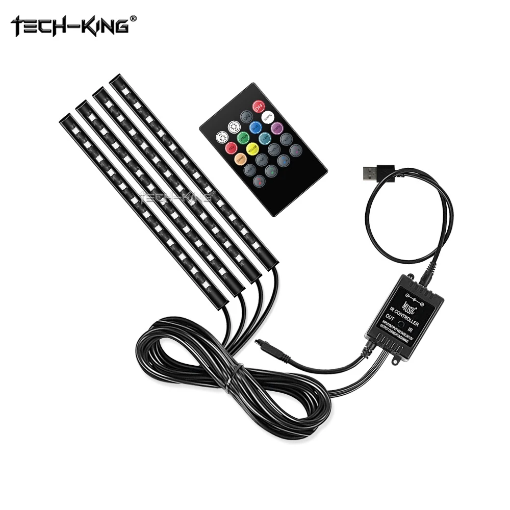 cigarette lighter light bar Car Cigarette Lighter USB Plug Interior Lights Strip Decoration Bar  Remote/Voice Control 48 LED RGB Car Foot Ambient Light| Alibaba.com