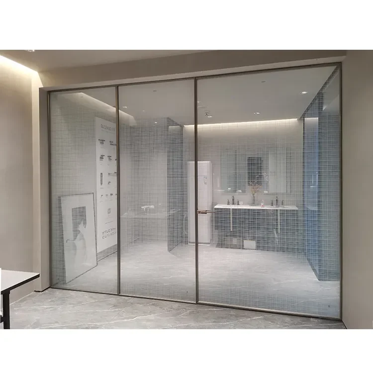 View of Factory Room Divider Office Glass Wall Partitions Explosion-proof ...
