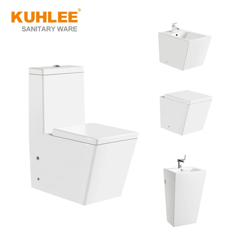 Easy Clean Toilet Sink Set Bathroom WC Sanitary Ware Suites Washdown One Piece Ceramic White Ivory Toilet Sets