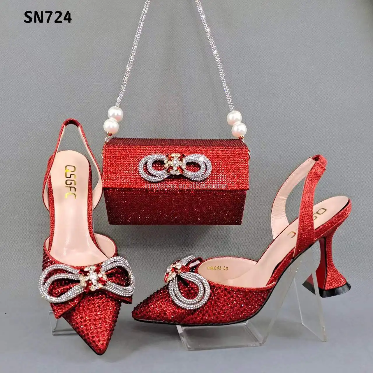 High Heel Women Italian Nigerian Shoes And Bag Sets With Stones ...