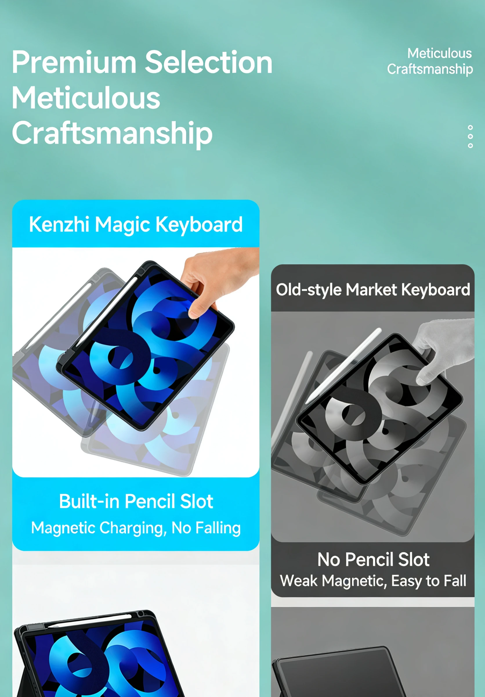 product laudtec multi angle keyboard case with magnetic detachable design touchpad and pen holder suitable for work and entertainment-5