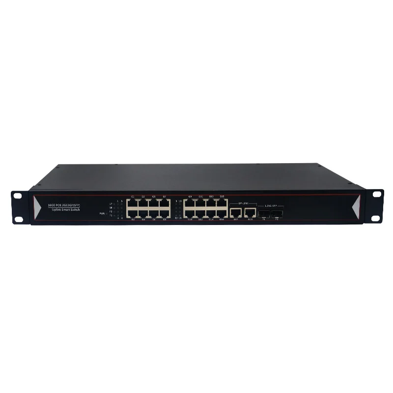 10/100/1000Mbps 16 Port PoE Switch med 2 Gigabit Uplink 2 SFP 48V 260W Power Over Ethernet 18 Port POE+ Switch