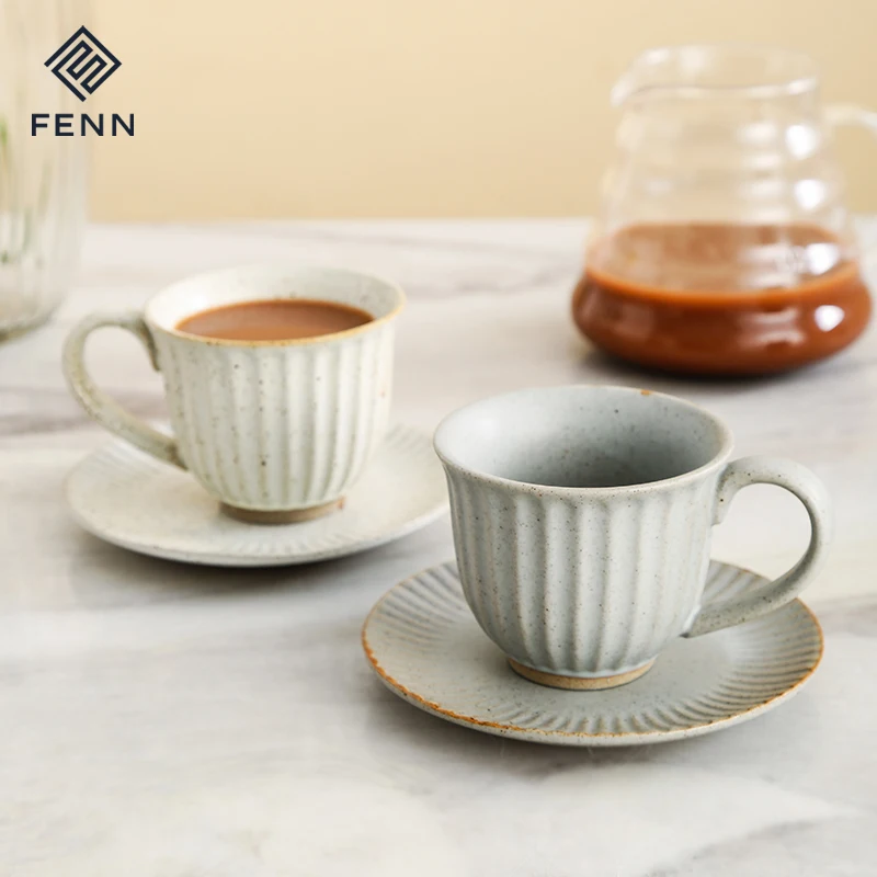 FENN 180ml hot selling unique durable mug custom printed coffee tea cup and saucer sets wholesale ceramic mug gift set