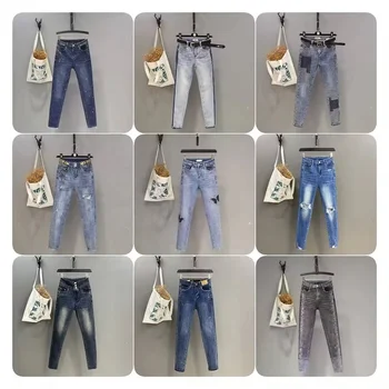 New style women's body pants ripped skinny jeans high elastic slim fit thin all-match version pencil jeans