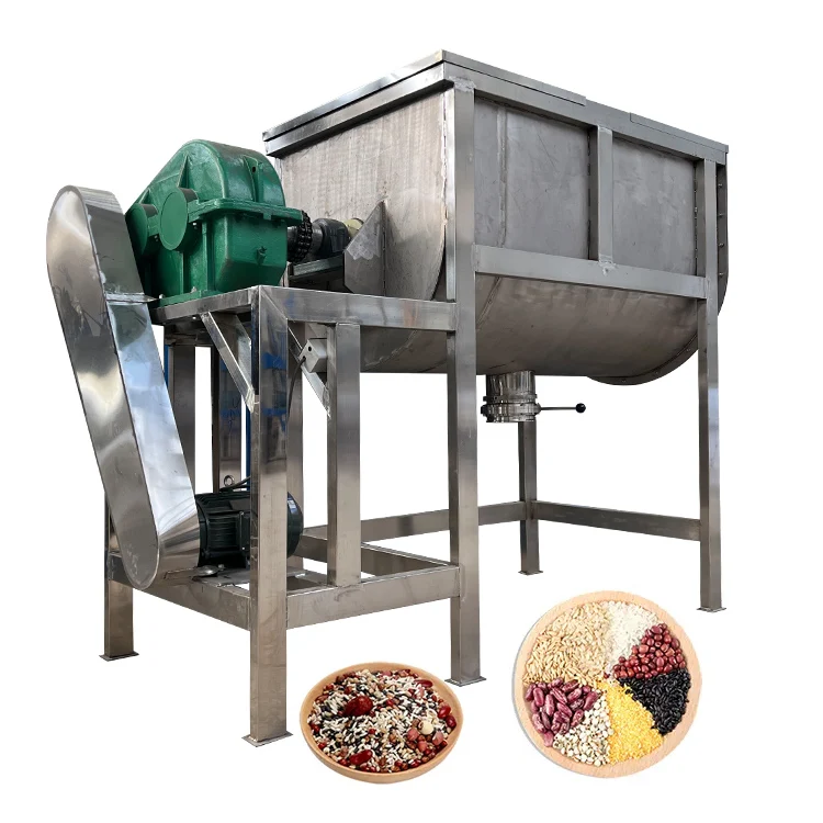 Jual panas Stainless Steel Listrik Horisontal Pakan Mixer Pakan Mixer Pita Mixer Blender Mesin Pencampur