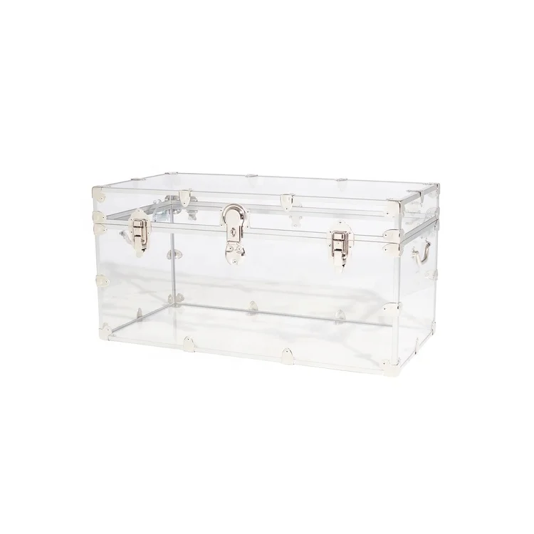 Wholesale Acrylic Trunk with Lock Storage Trunk Lucite Furniture Decoration Chic Coffee Table Clear