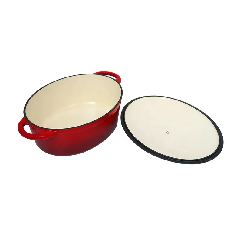 Oval Cast Iron Enamel Kitchen Cookware Food Pot Big Dutch Oven Cast