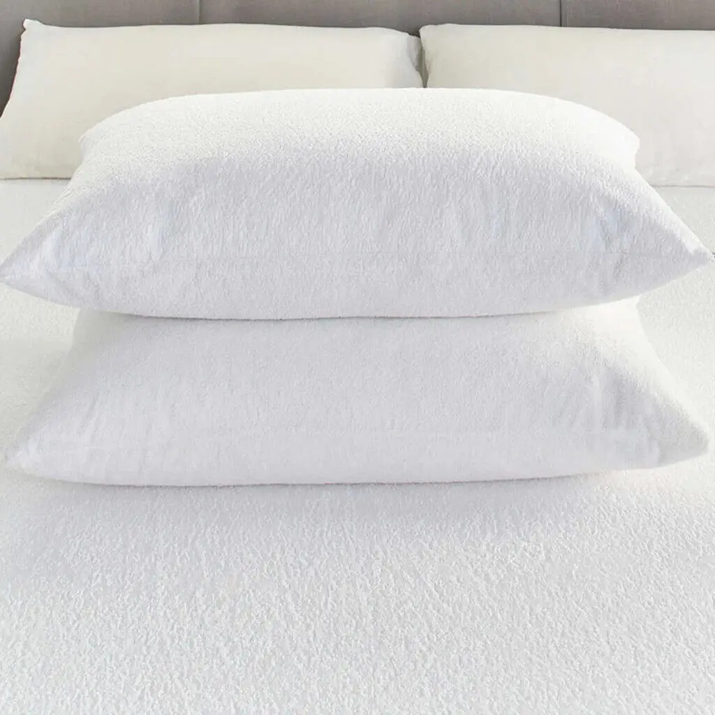 Luxury Waterproof Pillow Protector 100% Bamboo Terry Pillowcase Covers 2 Pack All Sizes T/F/Q/K Bedding