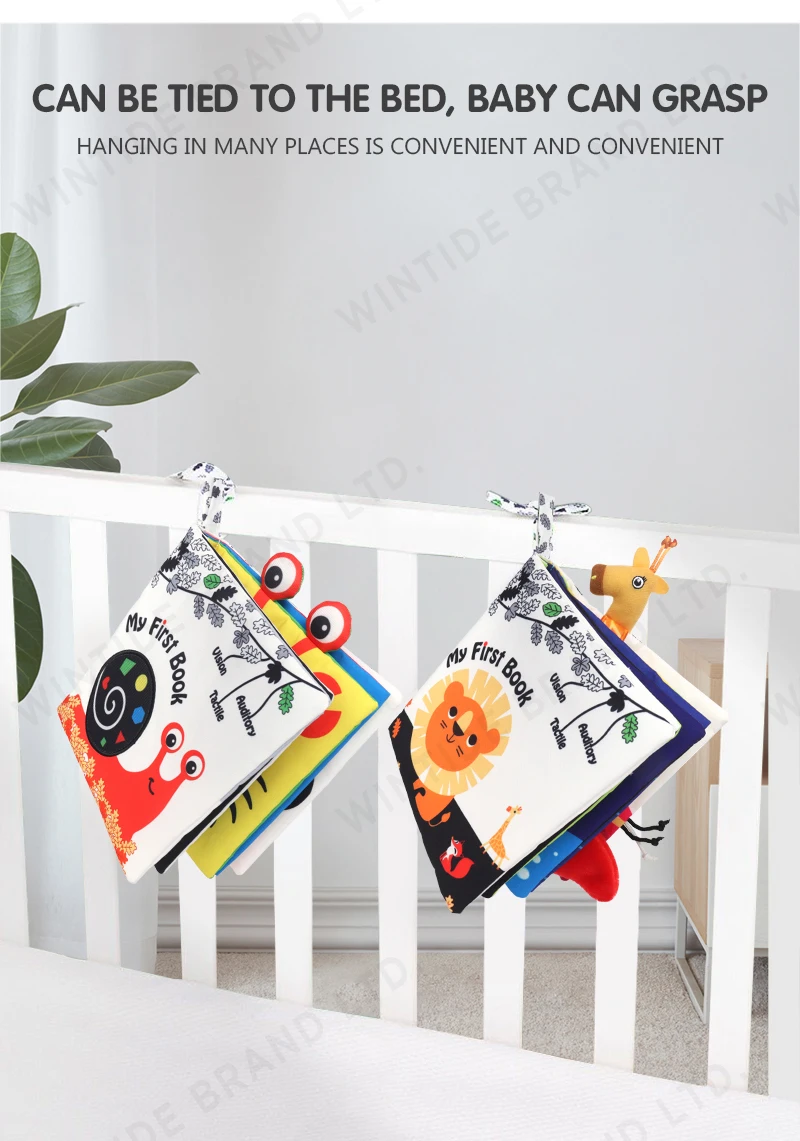 Early Educational Black And White Animals Story Book Baby Soft Fabric