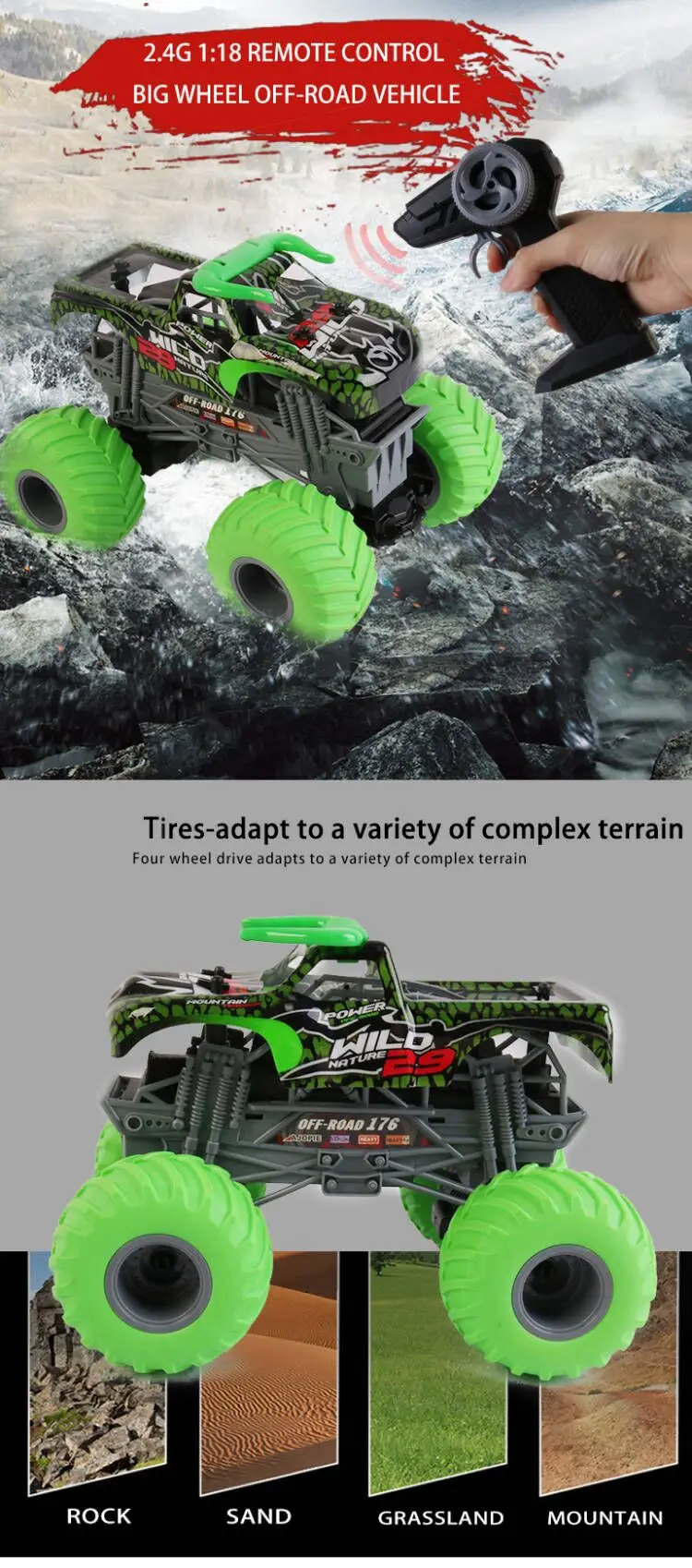 Oyuncak Children Toys Kids Electric Off Road RC Monster Buggy, China Car Toy Control Big Wheel RC Buggy Carro De Controle
