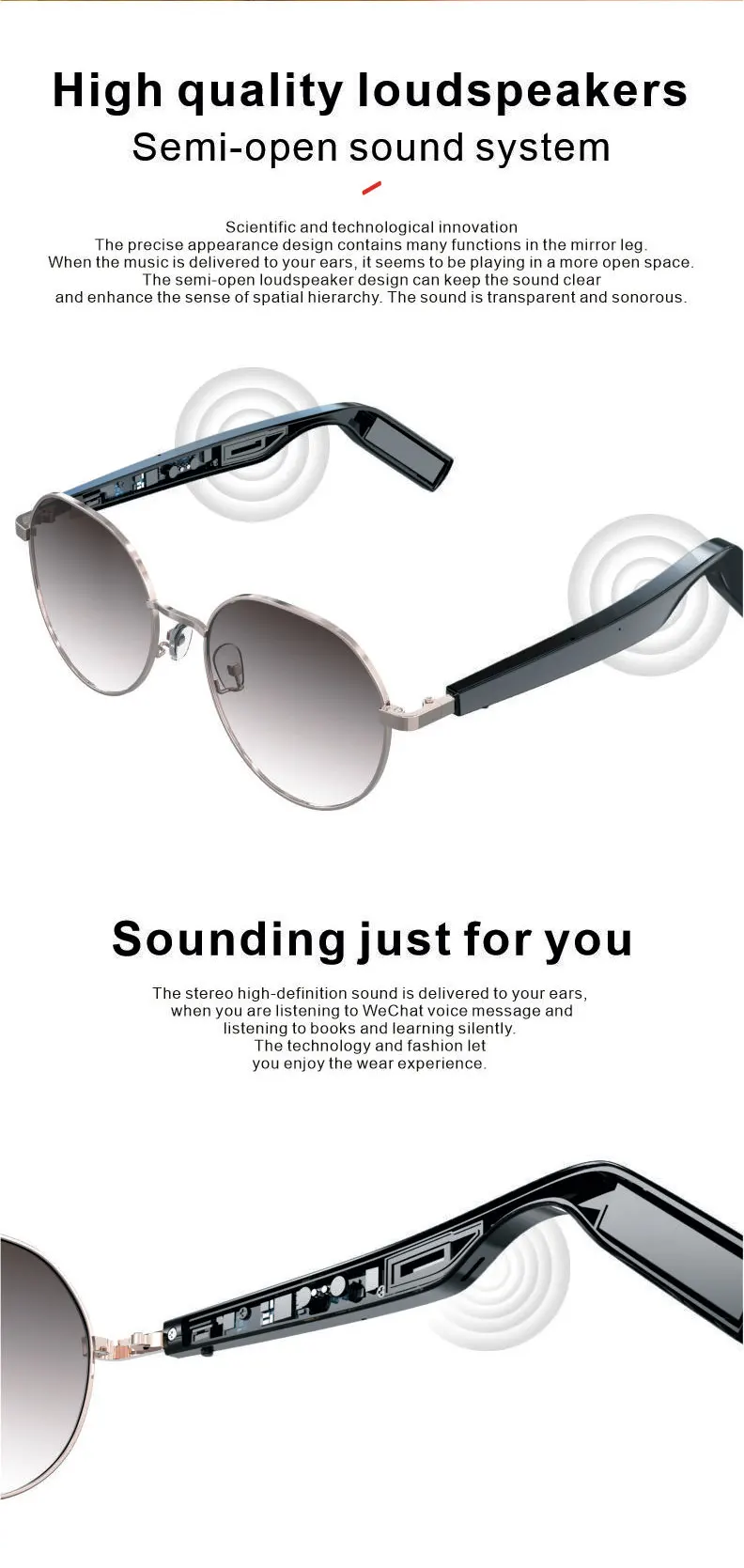 Wireless Earphone Handsfree Bluetooth Sunglasses (Brown) 4