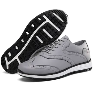 Men's Leather Upper Breathable Golf Shoes OEM Sneakers with Rubber Insole and Mesh Lining Sport Zapatillas Sapatos